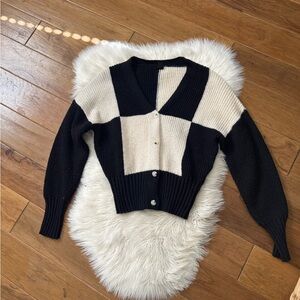 Stylish Black and Cream Cardigan
